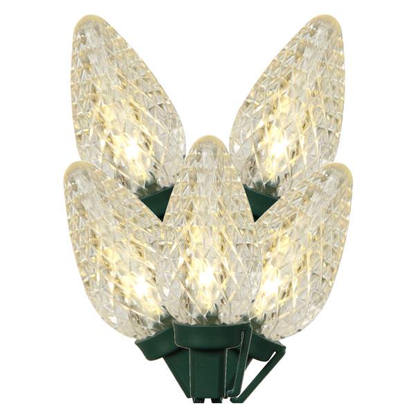 25 Light 16' Green Wire Warm White LED C9 String with 8" Spacing