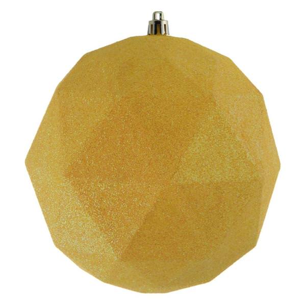 8" Yellow Glitter Geometric Ball Ornament