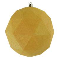 View 8" Yellow Glitter Geometric Ball Ornament