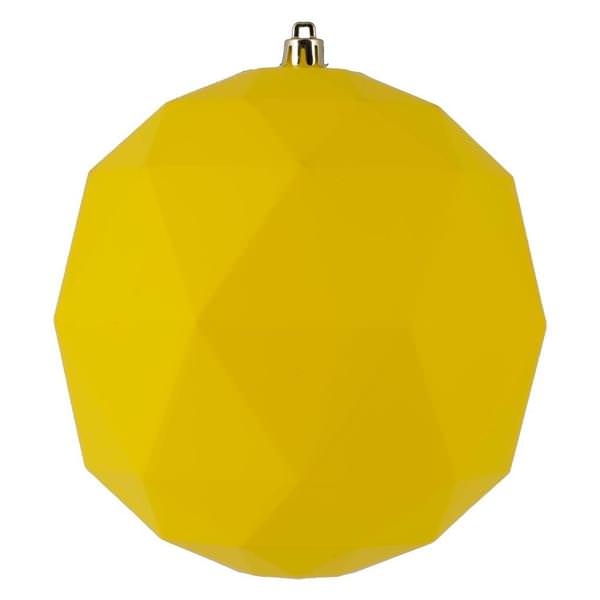 8" Yellow Matte Geometric Ball Ornament