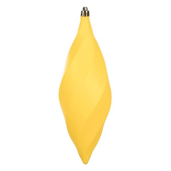 8" Yellow Matte Swirl Finial Ornament (6 pack)