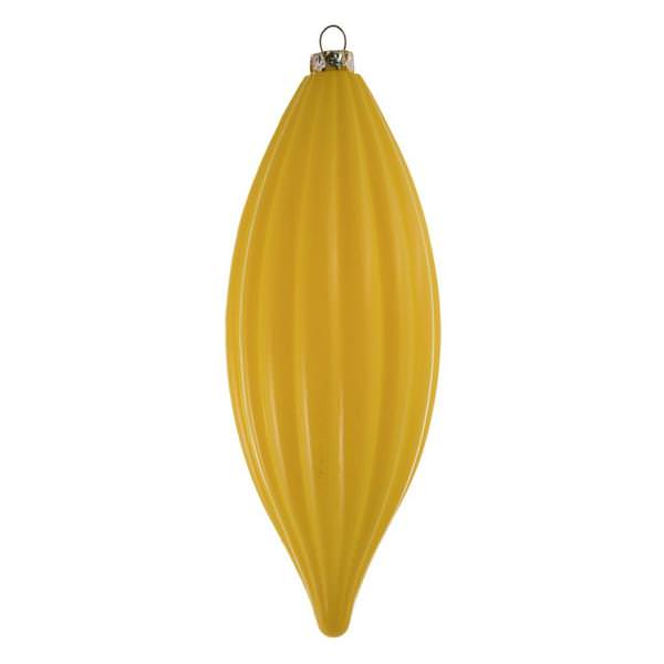 8" Yellow Shiny Line Finial Ornament (4 pack)