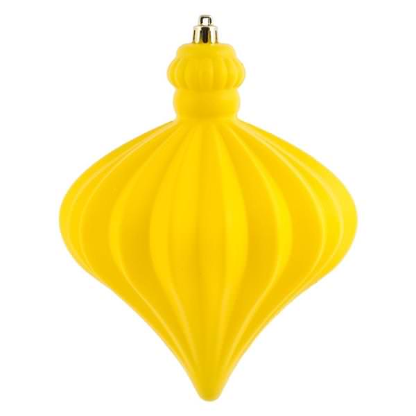 6" Yellow Matte Onion Drop Ornament (4 pack)