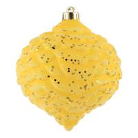 Vickerman 6" Yellow Glitter Pine Cone Ornament (6 pack)