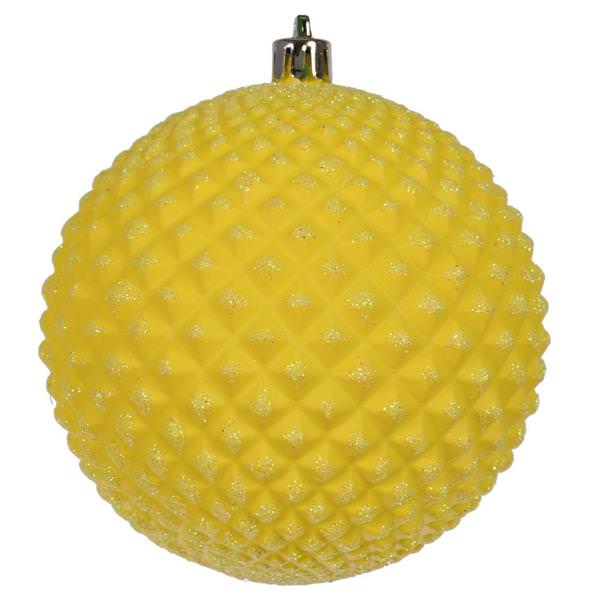 2.8" Yellow Durian Glitter Ball Christmas Ornament (12 Pack)