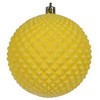 View 2.8" Yellow Durian Glitter Ball Christmas Ornament (12 Pack)