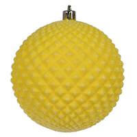 View 4" Yellow Durian Glitter Ball Ornament (6 pack)