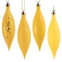 Vickerman 5.5" Yellow 4 Finish Drop Christmas Ornament (8 Pack)