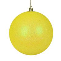 View 2.4" Yellow Glitter Ball Ornament (24 pack)