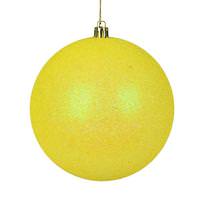 View 6" Yellow Glitter Ball Ornament (4 pack)