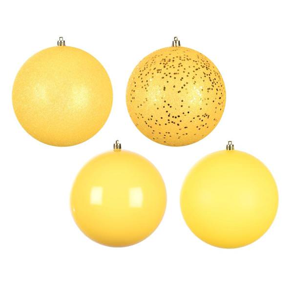 2.75" Yellow 4 Assorted Finish Ball Ornament (20 pack)