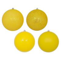 Vickerman 10" Yellow 4 Finish Ball Christmas Ornament (4 Pack)