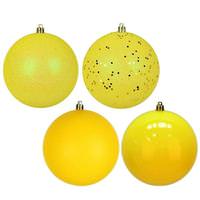 View 2.4" Yellow 4 Finish Ball Christmas Ornament (60 Pack)
