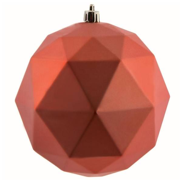 4.75" Coral Matte Geometric Ball Ornament (4 pack)