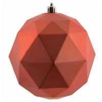 View 4.75" Coral Matte Geometric Ball Ornament (4 pack)