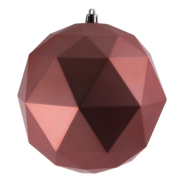 6" Coral Matte Geometric Ball Ornament (4 pack)
