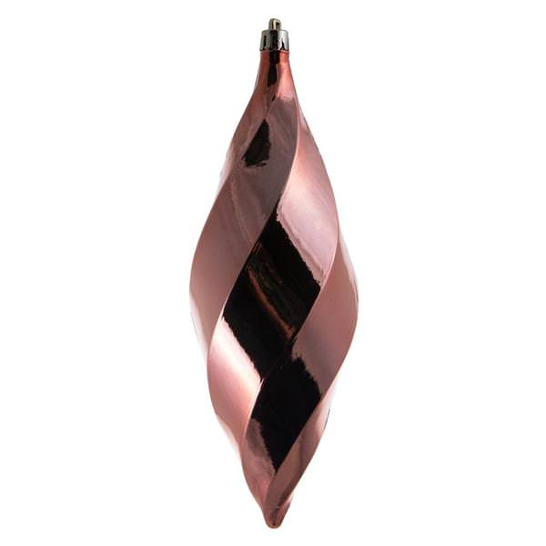 8" Coral Shiny Swirl Finial Ornament (6 pack)