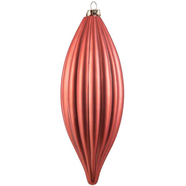 8" Coral Matte Line Finial Style Christmas Ornament (4 Pack)