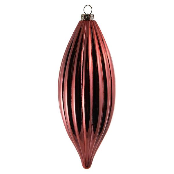 8" Coral Shiny Line Finial Ornament (4 pack)
