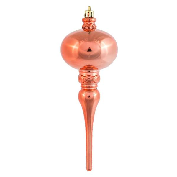 8" Coral Shiny Finial Ornament (3 pack)