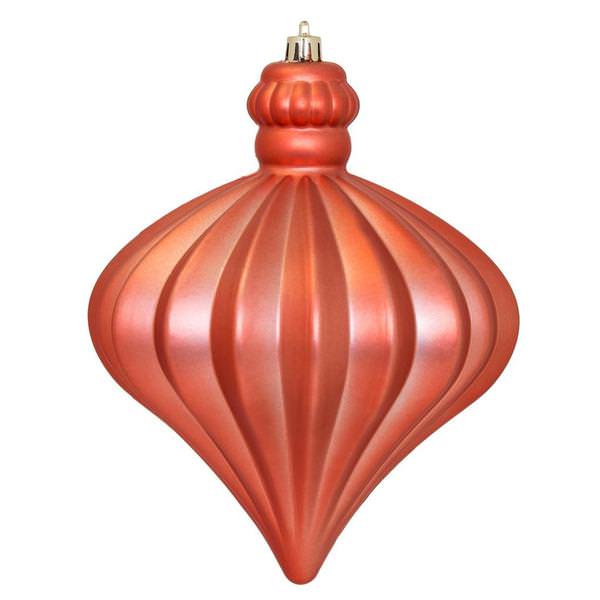 6" Coral Matte Onion Drop Ornament (4 pack)