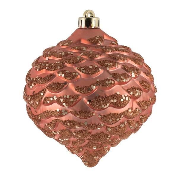 6" Coral Glitter Pine Cone Ornament (6 pack)