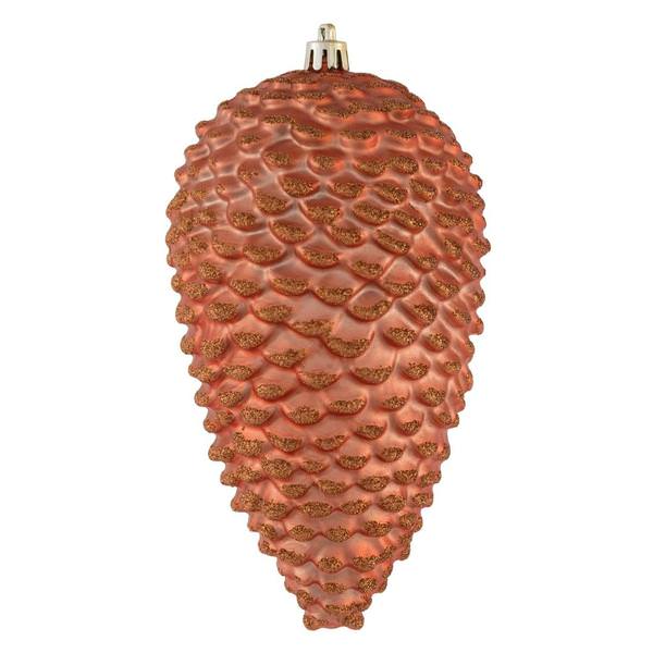 7" Coral Matte Glitter Pine Cone Ornament (4 pack)