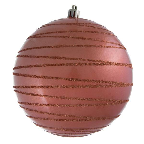 4" Coral Candy Glitter Ball Ornament (4 pack)