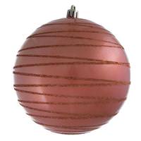 Vickerman 4" Coral Candy Glitter Ball Ornament (4 pack)