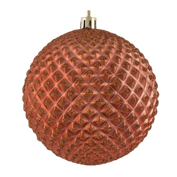 4" Coral Durian Glitter Ball Ornament (6 pack)