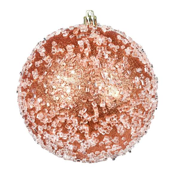 4" Coral Glitter Hail Ball Ornament (6 pack)