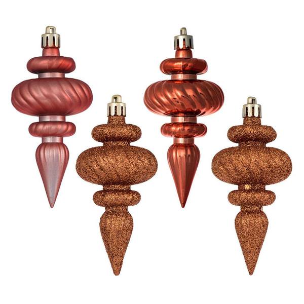 4" Coral 4 Assorted Finish Finial Ornament (8 pack)