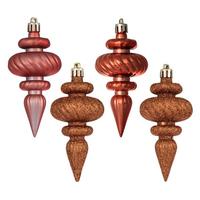 Vickerman 4" Coral 4 Assorted Finish Finial Ornament (8 pack)