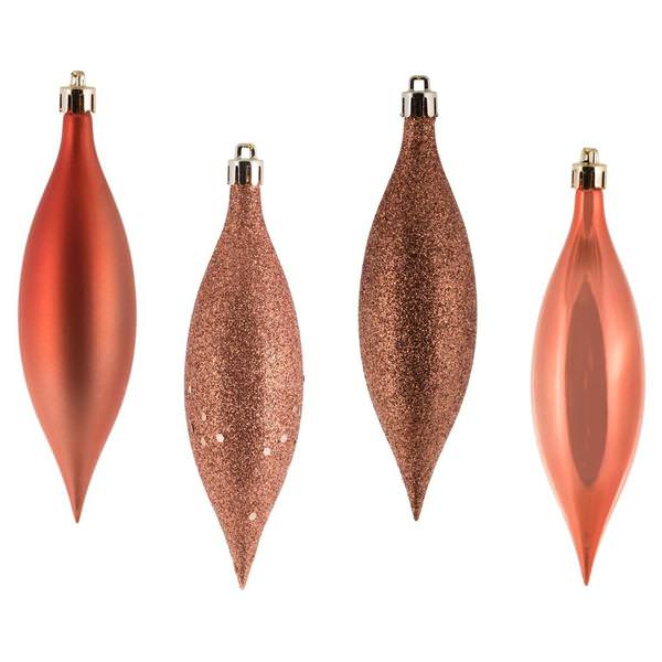 5.5" Coral 4 Finish Drop Christmas Ornament (8 Pack)