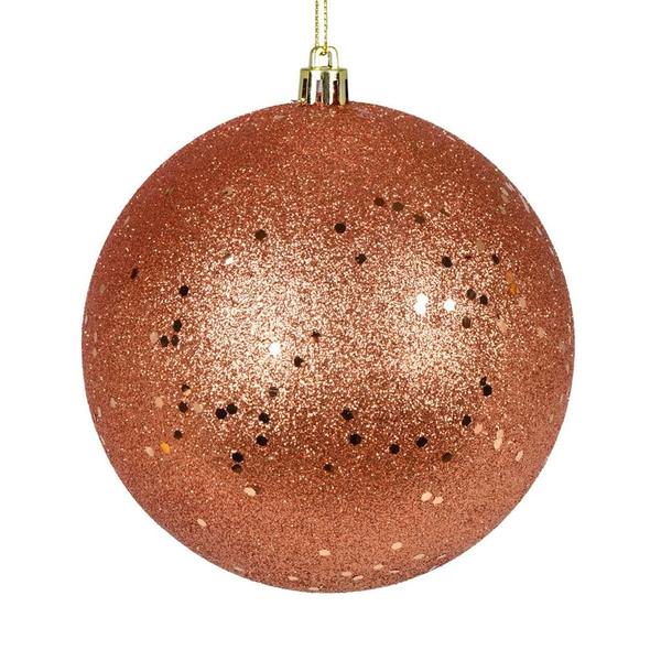 6" Coral Sequin Ball Christmas Ornament (4 Pack)