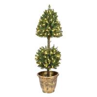Vickerman 4' Artificial Tifton 2 Ball Topiary 200 Warm White Lights