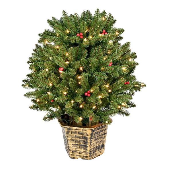 2.5' x 28" Artificial Potted Tifton Globe 100 Clear Lights
