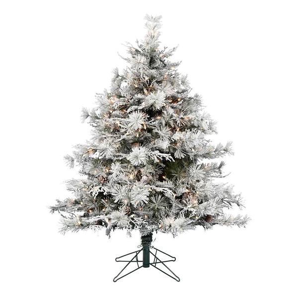 4.5' x 44" Artificial Flocked Cheshire 300 Warm White Lights