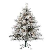 Vickerman 4.5' x 44" Artificial Flocked Cheshire 300 Warm White Lights