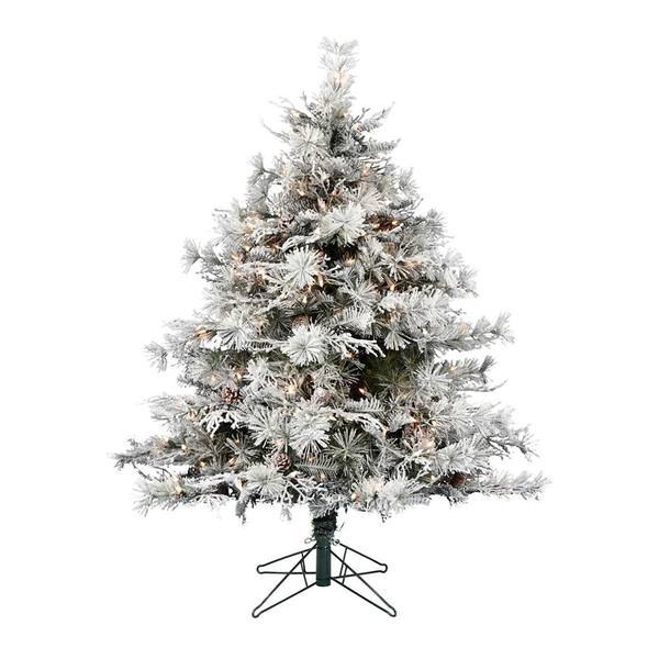 6.5' x 59" Flocked Cheshire 650 Warm White Lights Artificial Christmas Tree