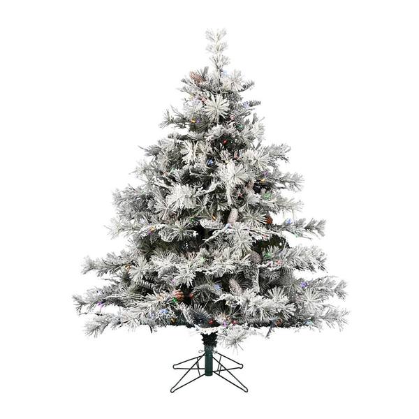 6.5' x 59" Flocked Cheshire 650 Multi-Colored Lights Artificial Christmas Tree