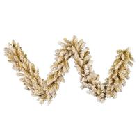 Vickerman 9' x 14" Artificial Frosted Gold Garland