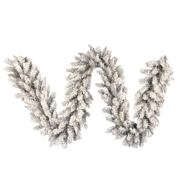 9' x 14" Artificial Frosted Silver Garland