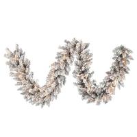 Vickerman 9' x 14" Artificial Frosted Silver Garland 100 Clear Lights
