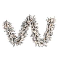 Vickerman 9' x 14" Artificial Frosted Silver Garland 100 Warm White Lights