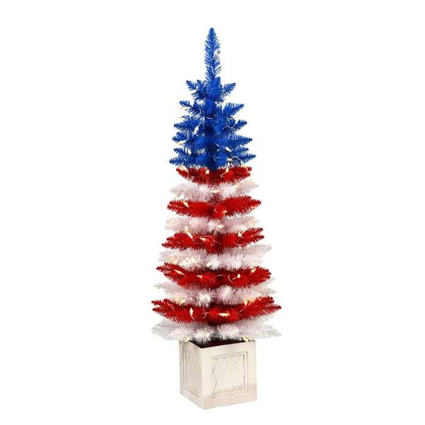 4' x 18" Potted Centennial Pine 100 Warm White Lights