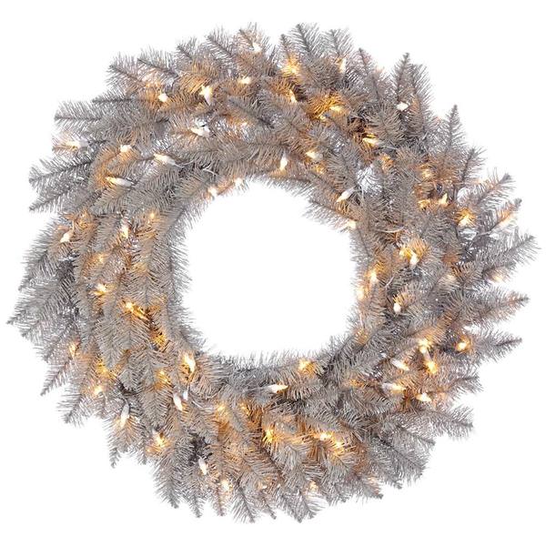 36" Artificial Platinum Fir 150 Warm White Lights