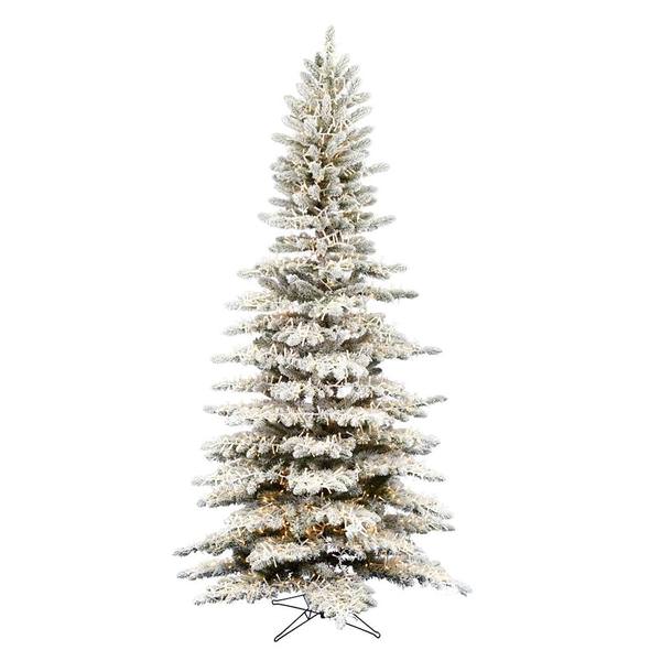 7.5' x 43" Artificial Flocked Stratton Pine 3080 Warm White Lights