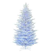 Vickerman 12 x 69" Flocked Cedar Pine 6750 Pure White and Blue Twinkle Lights