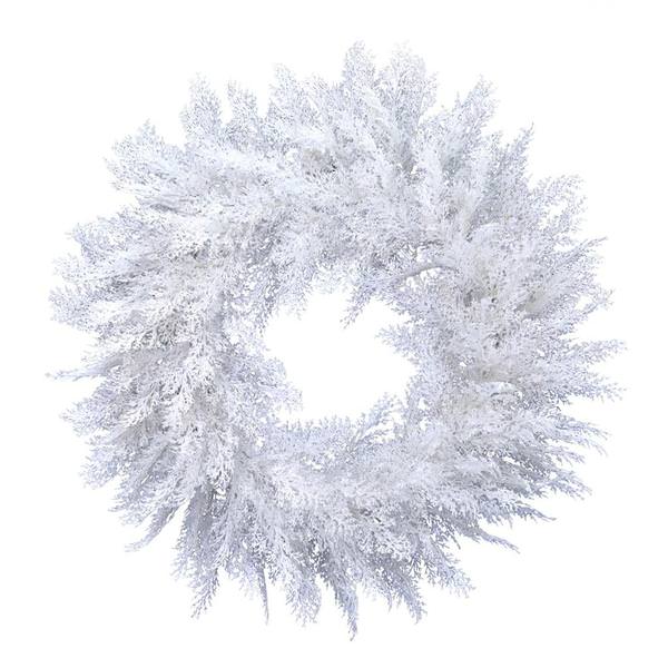 30" Artificial Flocked Cedar Pine Wreath